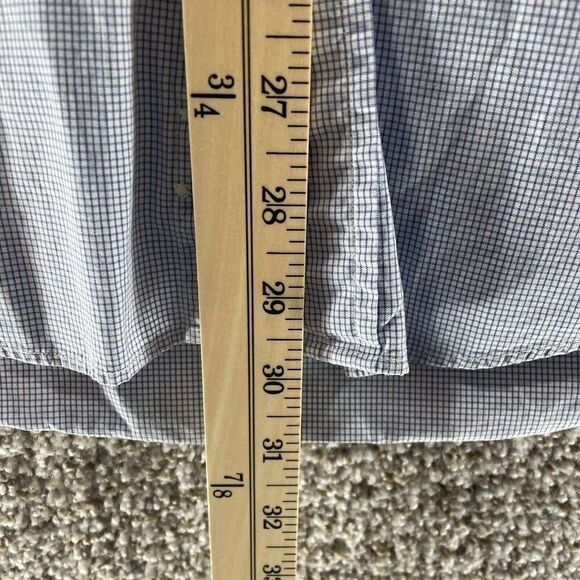 J. Crew Dress Shirt Mens 15.5-36 White Blue Check Pattern Pocket Front Preppy - Picture 8 of 10